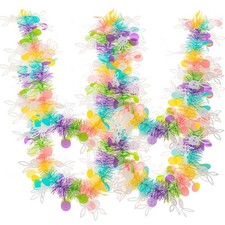 20FT Easter Tinsel Garland Colorful Easter Bunny Egg Metallic Twist Tinsel