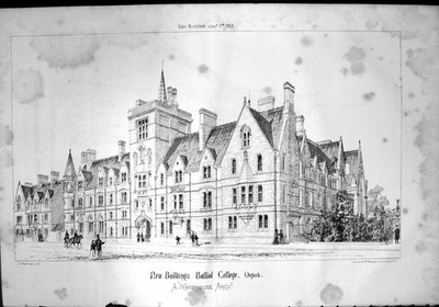Alte neue Gebäude Balliol College Oxford ein Wasserhaus Architekt 1869 viktorianisch