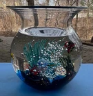 Murano Glass Huge Aquarium Tropical Fish Bowl Signed Elio Raffaeli for Oggetti