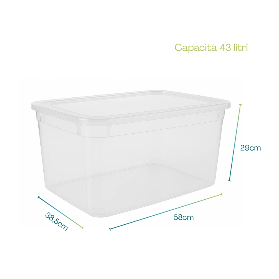[1, 4 o8] Contenitore Salvaspazio Trasparente 43 LT 58x38,5x29 cm Box - 672 - Immagine 2 di 4