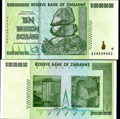 Zimbabwe 10 Trillion Dollars 2008