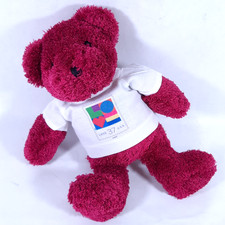 USPS T-shirt Bear 37-Cent Love Stamp Art Dk Rose Pink 9" Plush Toy - Valentine's