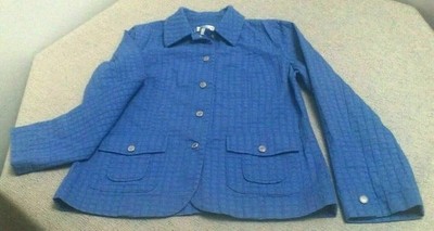 Coldwater Creek Womens Sz 8 Lite Jacket, Blue Raised Block, Snap Down Add On Pc.