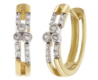 Trendor Schmuck Damen-Ohrringe 925 Silber Vergoldet Zirkonia Klapp-Creolen 28002
