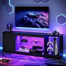 Black Glossy TV Cabinet, High-End TV Cabinet with Storage Space