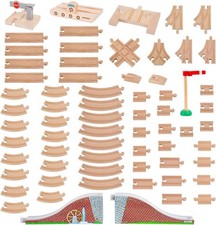 68Pc Wooden Train Tracks Lot Railway Pieces Set Play for Thomas The Train Brio
