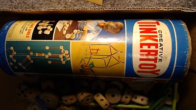 Vintage The Original Tinkertoy Junior architect set with 60+ pieces