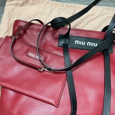 New Authentic Miu Miu Grace Lux Shopping Tote Bag Red