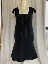 Auth CHANEL Tweed Runway Dress White Collar Size 36 Japan Export