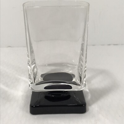 Glass Tumbler Square Footed Black Base Dessert Dish Juice Rocks Cocktail Shot