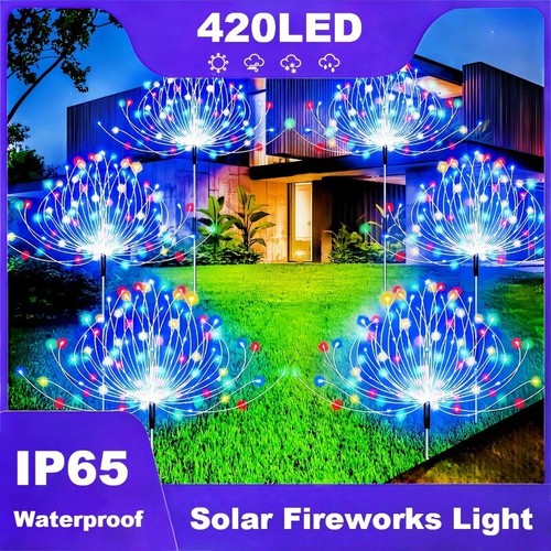 Solar Firework Lights LED Outdoor Waterproof Path Lawn Yard Garden Decor Lights