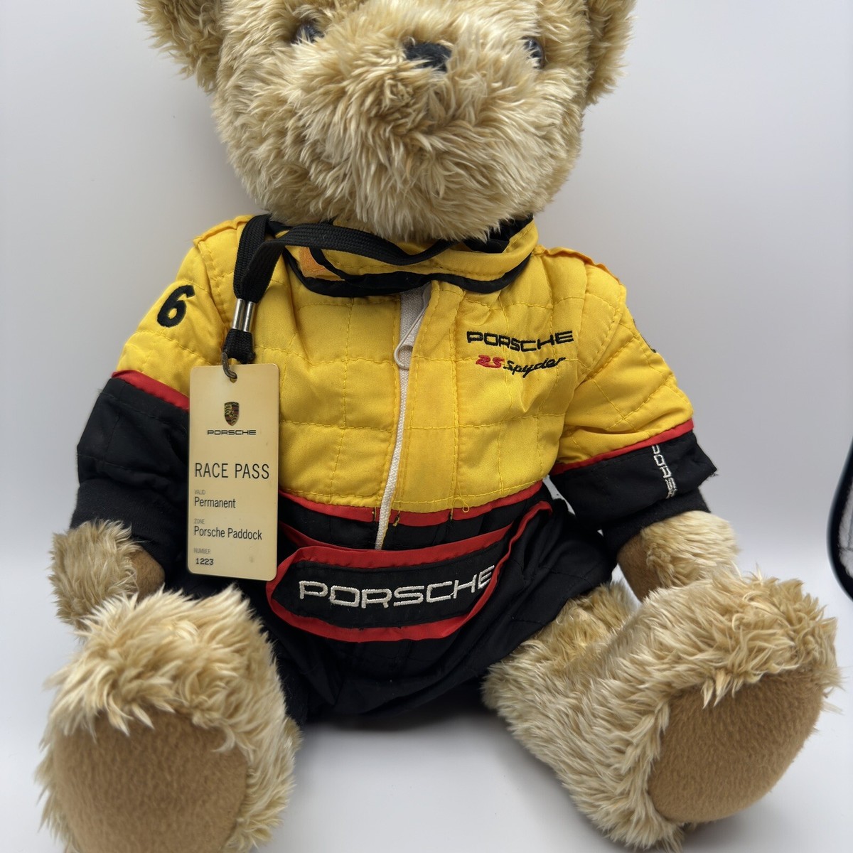 Porsche Motorsports Collectible Teddy Bear 16” Yellow Race Porsche Motorsports Collectible Teddy Bear 16” Yellow Race
