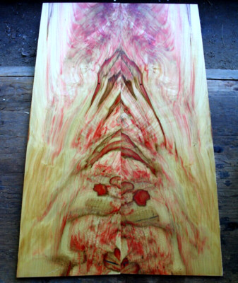 Curly red flame box elder maple drop top .27'' thk bass guitar tonewood 2467