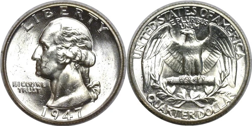 1947 25C Silver Washington Quarter Uncirculated
