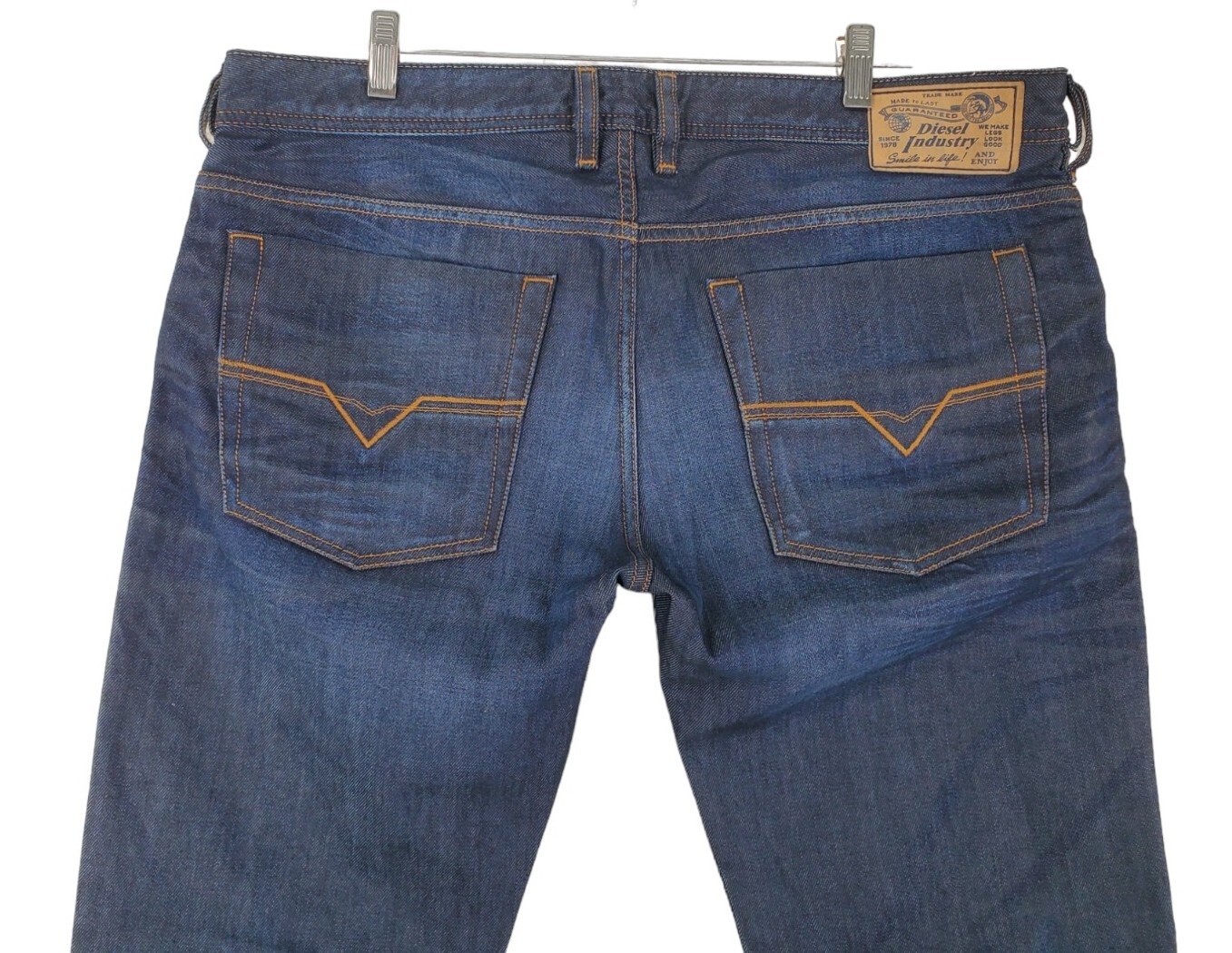 Diesel Zatiny Jeans Mens 36x34 Blue Mid Rise Wide Leg Bootcut Buttonfly