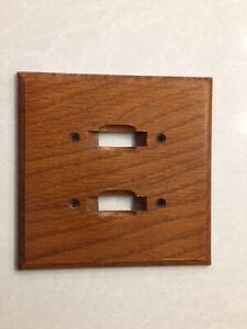 Wooden Oak 2-Gang Dual Double Toggle Switch Wall Plate Cover