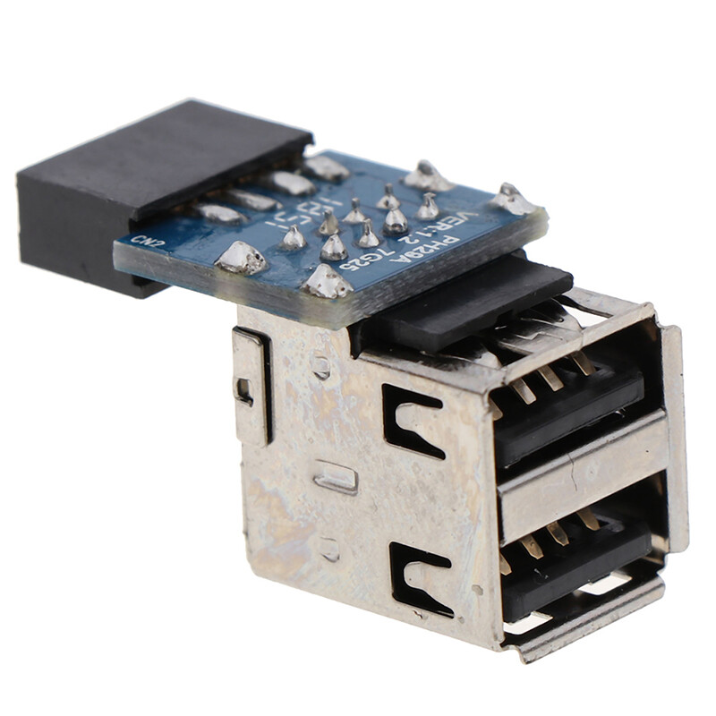 Internal Header Adapter 2 Ports USB2.0 A Female 9Pin Motherboard to