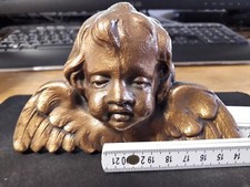 1 St Bronzeornament, Engelkopf mit Fl&uuml;geln,14x9x4cm R&uuml;ckseite 2x Gewindebohrung