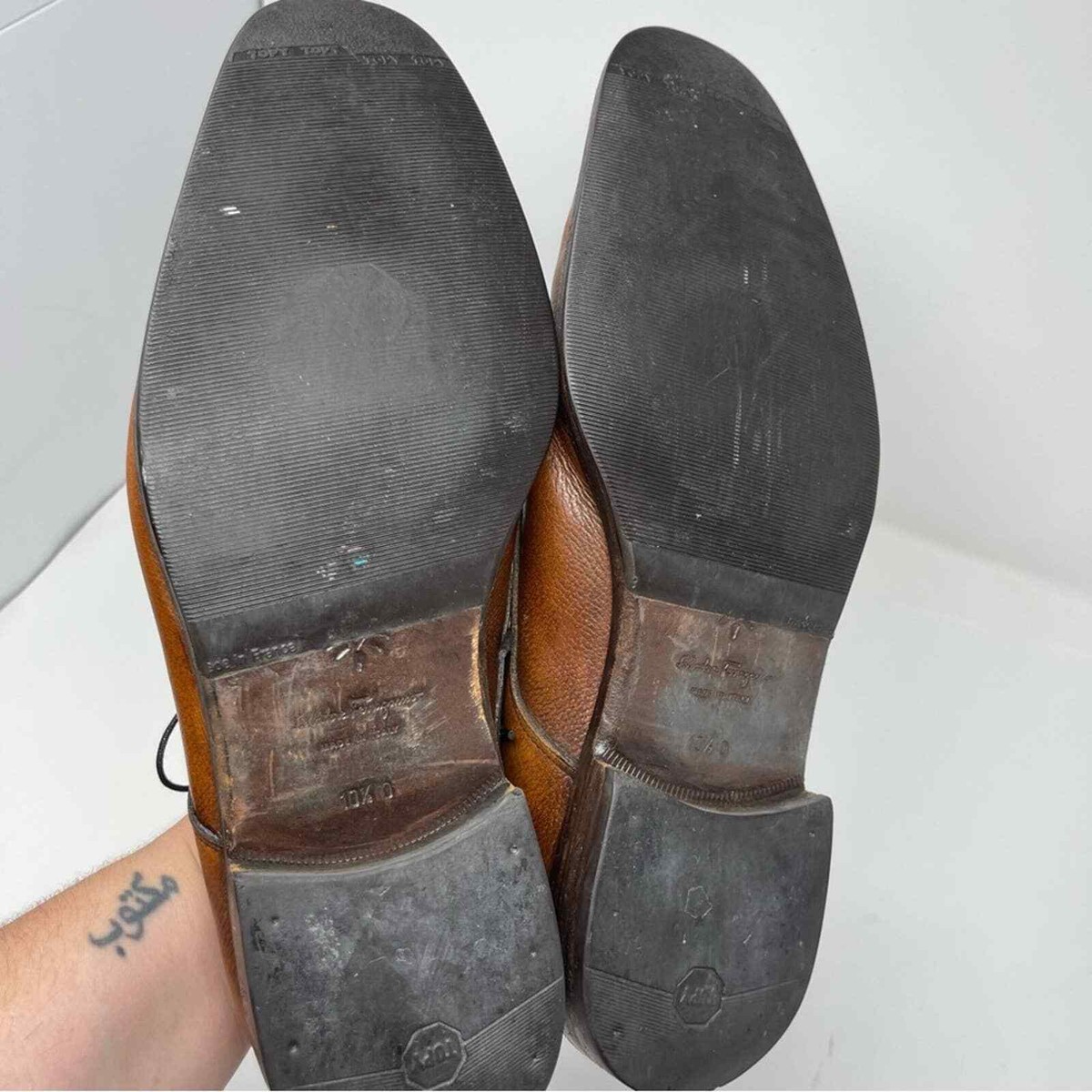 Salvatore Ferragamo cognac brown pebble leather oxfords sz  display picture 1