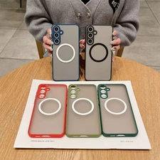 For Samsung A15 A16 A25 A35 A54 A13 A14 A06 Matte Translucent Back Mag Safe Case