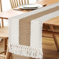Boho Table Runner for Christmas Home Decor with Tassels 72 Inches Long Farmhouse