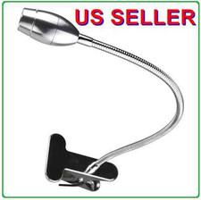 Gooseneck USB SMD LED Portable Reading Light Table Lamp Clip Silver Steel 9001SL