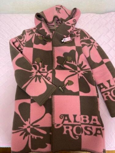 Alba Rosa  Blanket Coat Hibiscus Foodie Free Size Pink Brown - Picture 1 of 5