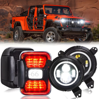7'' inch LED Headlights / Smoked Tail Lights For Jeep Wrangler Gladiator JT 2020+