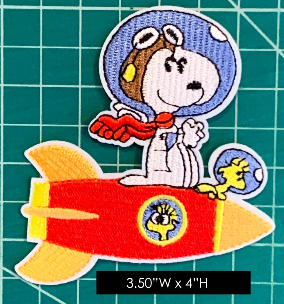 Peanuts Snoopy: Rocket Flying Snoopy & Woodstock Embroidered Iron On Patch
