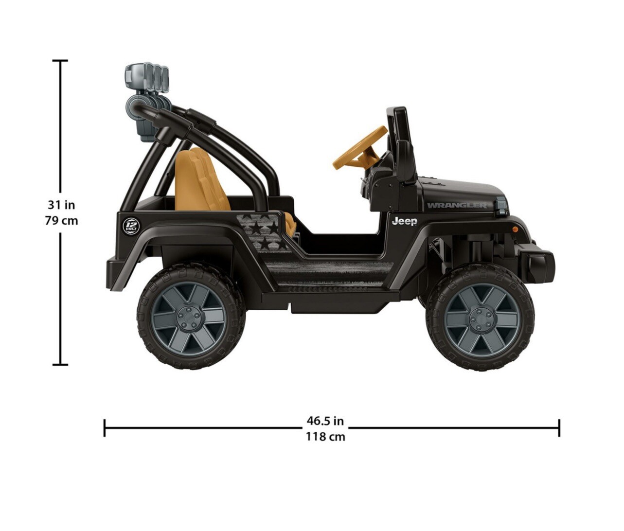 Power Wheels 12 Volt Ride-On Toy Car Jeep Wrangler Freedom Fog Lights Sounds