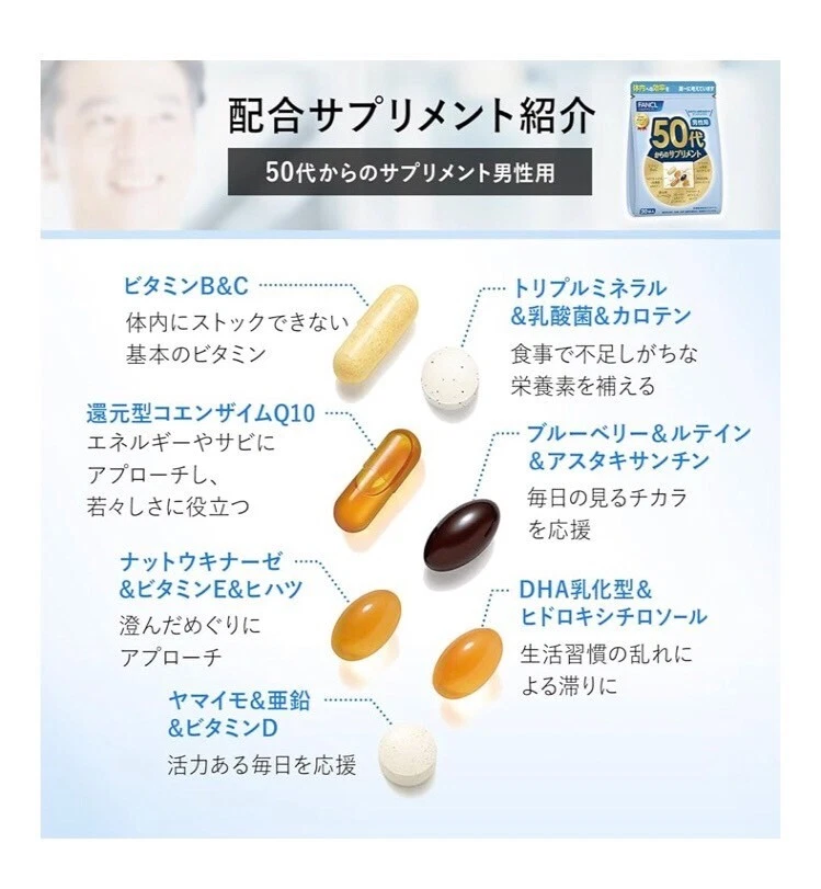 Suplementos FANCL para hombres de 50 años en adelante, suministro para 15-30 días (30 bolsas) JAPÓN Foto 4 de 4