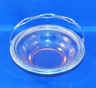 Vintage pink etched depression glass silver rim basket bowl 6" diameter