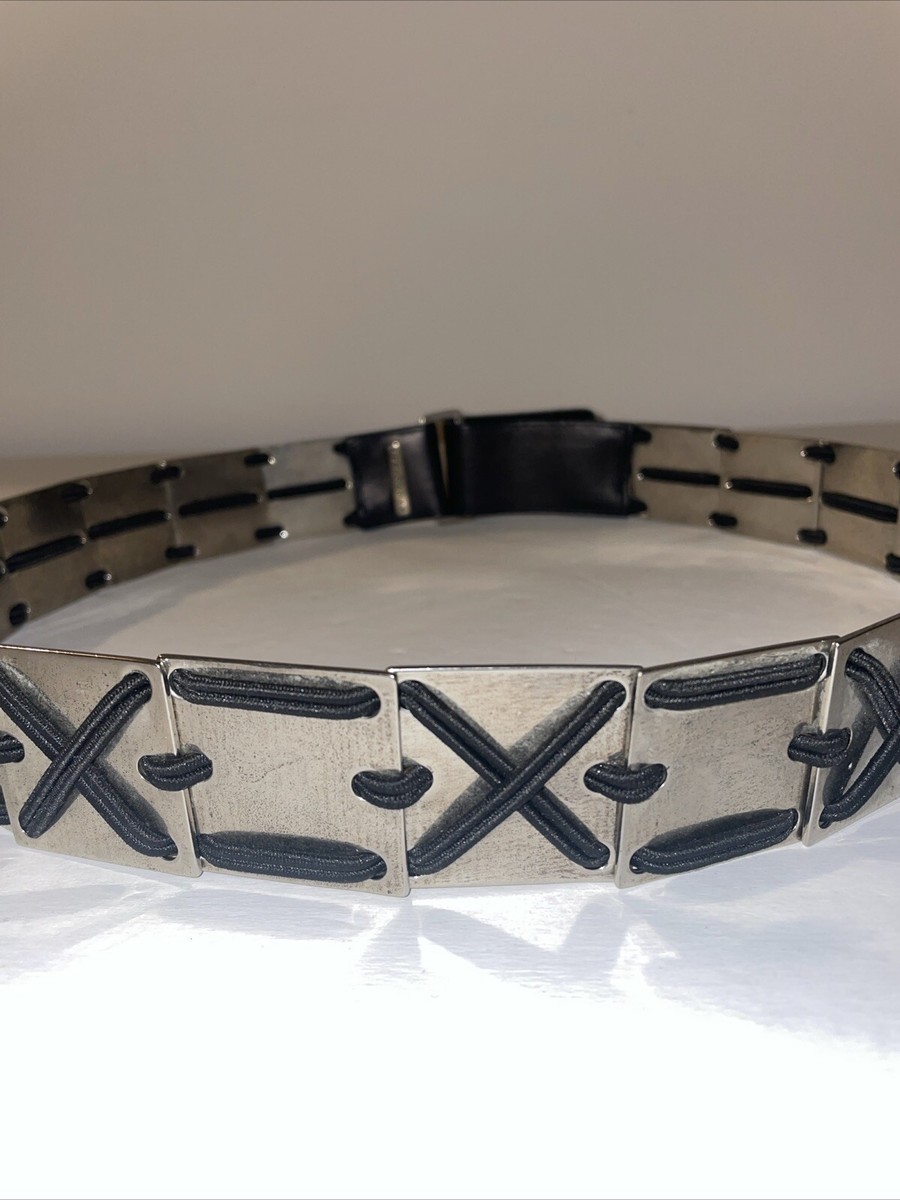 Suzi Roher Silver Metal & Black Leather Women Designer 34  display picture 1