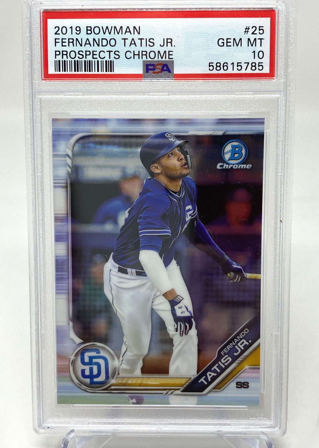 2019 Bowman #25 Fernando Tatis Jr. Rookie Card - PSA 10 view 1