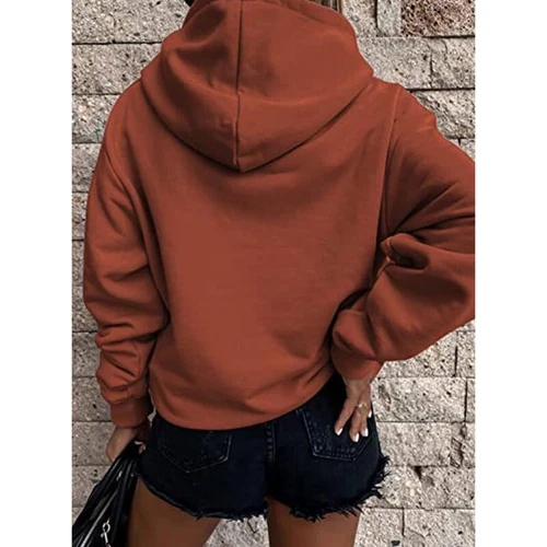 Ladies Loose Fit Long Sleeve Pullover Women Fall Warm With Pocket Hooded Tops - Picture 23 of 80