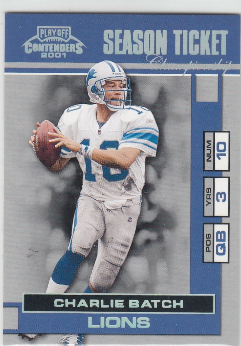 2001 Charlie Batch Playoff Contenders CHAMPIONSHIP TICKET /100 - #27 Lions