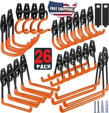26 Pack Garage Hooks Heavy Duty Utility Steel with Anti-Slip Coating Wall Mount