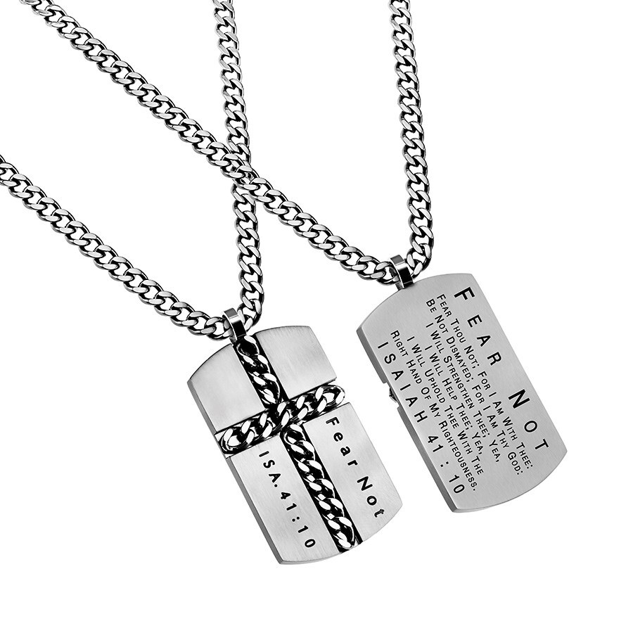 Cross Fear Not Necklace Chain - 24 Inch Inspirational Jewelry-image