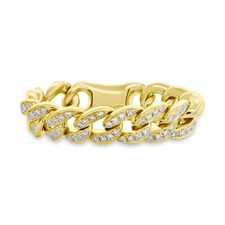 0.20CT 14K Yellow Gold Natural Diamond Flexible Braided Cable Chain Link Ring