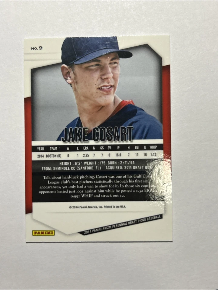 2014 Panini Prizm Perennial Draft Picks - Jake Cosart #9 (RC) - Image 2 of 2