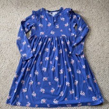 Tea Collection Girls Size 10 Ruffle Blue Flower Cotton Dress Long Sleeve