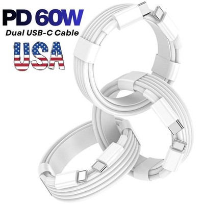 3X 60W USB-C to USB-C Cable PD Fast Charger Cord For Samsung/iPhone 15 16 Pro 17