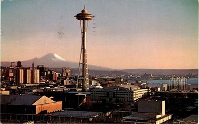 Seattle, Washington, Space Needle, Mt. Rainier, Wisley, Parker Place, Postcard