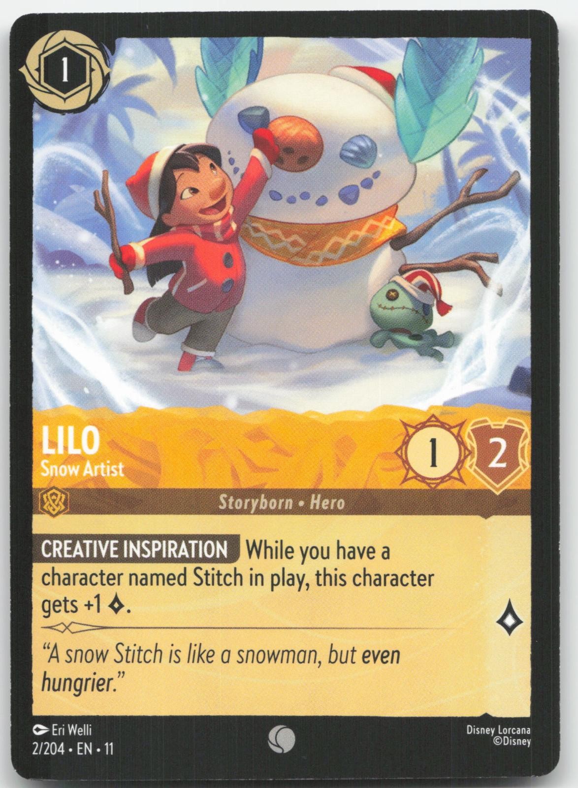 Lilo - Snow Artist 2/204 Common Winterspell Lorcana Near Mint