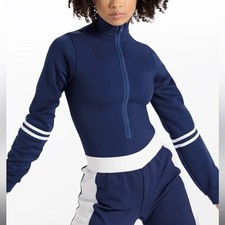 Weissman Balera Performance Navy Blue Zip-Front Sport Leotard NEW Size Medium