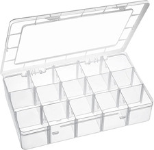15 Large Grids Plastic Organizer Box with Dividers, Clear Compartment Container