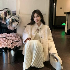 2025 Winter New Women's Thicken Warm Coat Sheep Shearing Lamb Wool Fur Long Coat