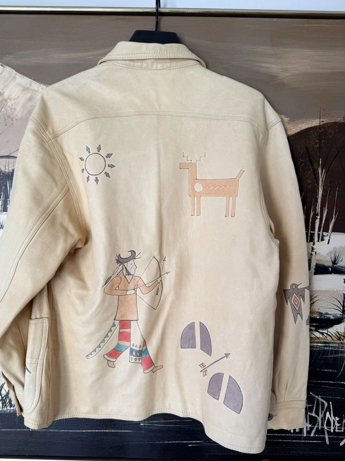 VTG 80s Ralph Lauren Country Hand Painted Leather Jacket Authentic Dry Goods USA image 24