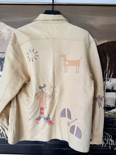 VTG 80s Ralph Lauren Country Hand Painted Leather Jacket Authentic Dry Goods USA image 24