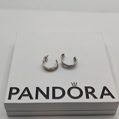 Pandora Verschlungene Creolen Funkelnde Ohrringe ALE 925 290730CZ Original